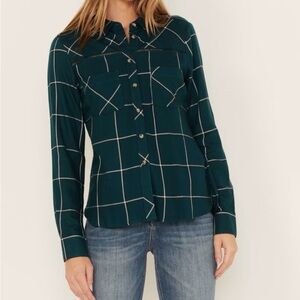 SHYANNE WOMEN'S PLAID PRINT LONG SLEEVE‎ BUTTON-DOWN WESTERN SHIRT